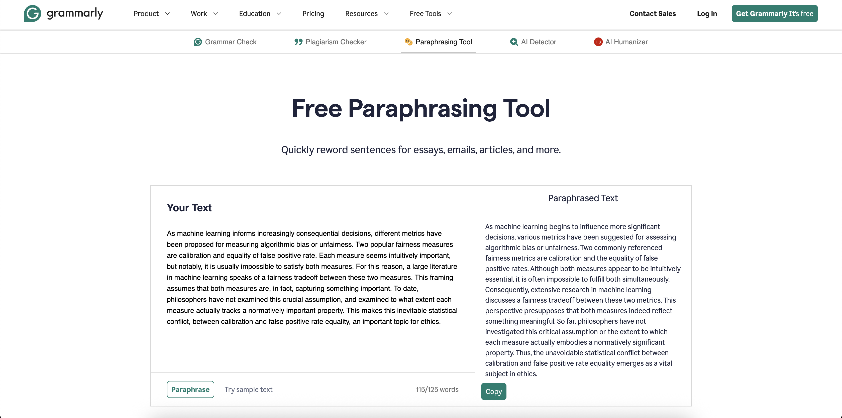 The full text of Grammarly's Tier 2 output on algorithmic bias.
