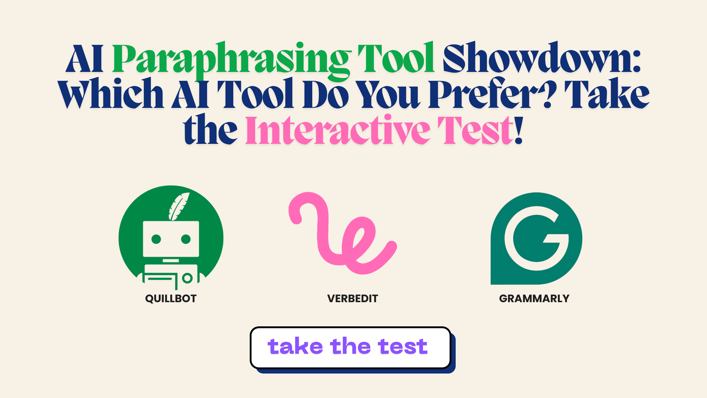 Quiz image comparing AI paraphrasing tools